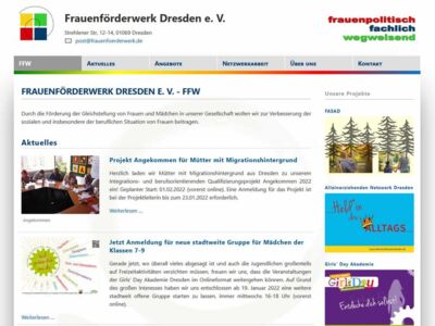 Webdesign für Frauenförderwerk e. V., Dresden