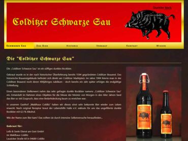 Webdesign für Bockbier Colditzer Schwarze Sau in Sachsen