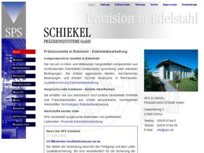 Webdesign Dresden SPS Schiekel Edelstahlbearbeitung
