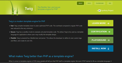 Screenshot Webseite https://twig.symfony.com - 07.11.2025