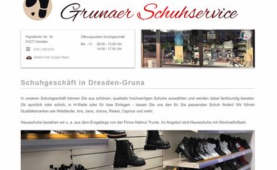 Webdesign, SEO für Grunaer Schuhservice - Schuhgeschäft in Dresden-Gruna