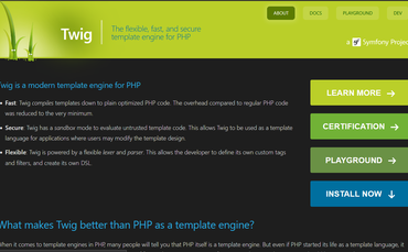 Screenshot Webseite https://twig.symfony.com - 07.11.2025