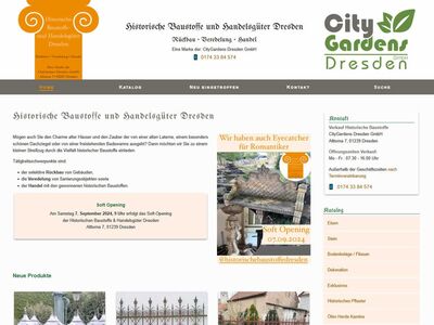 Webdesign: Historische Baustoffe und Handelsgüter Dresden - Projekt CityGardens Dresden GmbH
