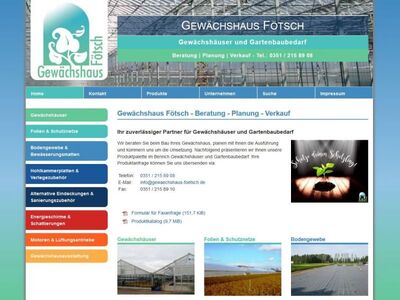 Webdeign /SEO für Gewächshaus Fötsch Dresden