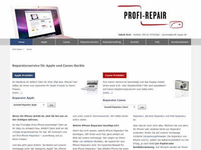 Webdesign Reparatur iPhone, iPad iPod
