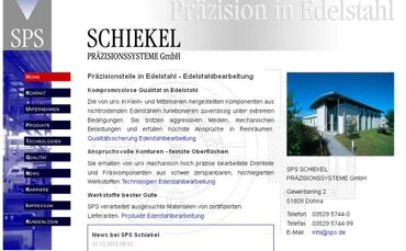 SPS Schiekel Edelstahlbearbeitung - Webdesign mit CMS Contao in Dresden