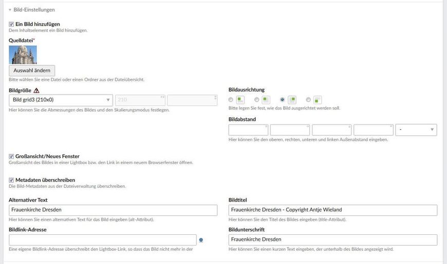 Bildbearbeitung Contao Dateiverwaltung