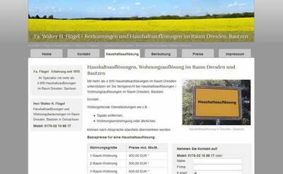 Haushalstauflösungen Dresden - Webdesign mit Contao, Suchmaschinenoptimierung