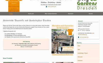 Webdesign: Historische Baustoffe und Handelsgüter Dresden - Projekt CityGardens Dresden GmbH